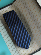 Blue Stripe Woven Silk Necktie - TOSSIDO