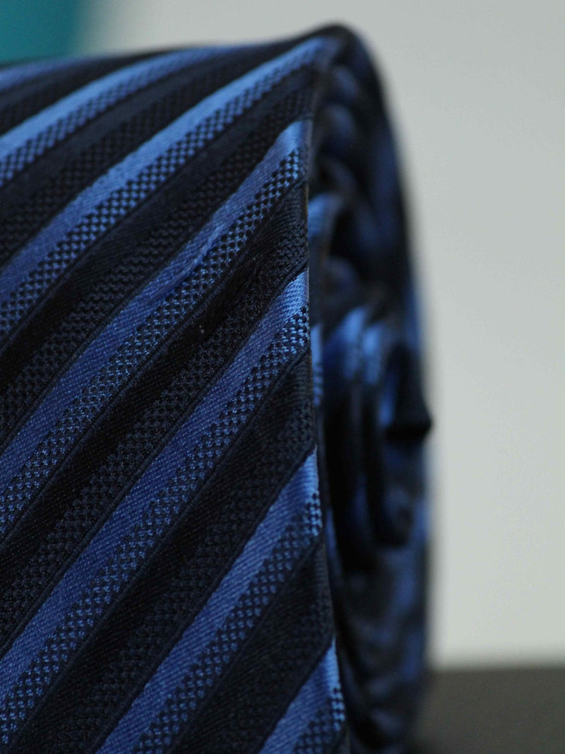 Blue Stripe Woven Silk Necktie - TOSSIDO