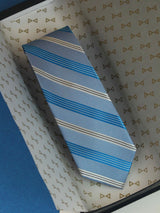 Blue Stripe Woven Silk Necktie - TOSSIDO