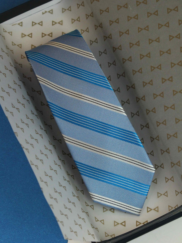 Blue Stripe Woven Silk Necktie - TOSSIDO