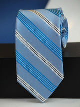 Blue Stripe Woven Silk Necktie - TOSSIDO