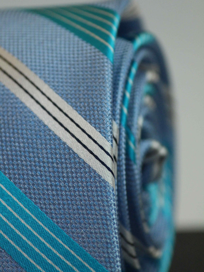 Blue Stripe Woven Silk Necktie - TOSSIDO