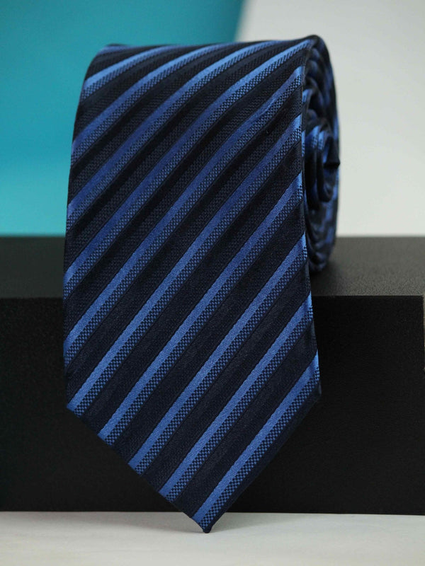 Blue Stripe Woven Silk Necktie - TOSSIDO