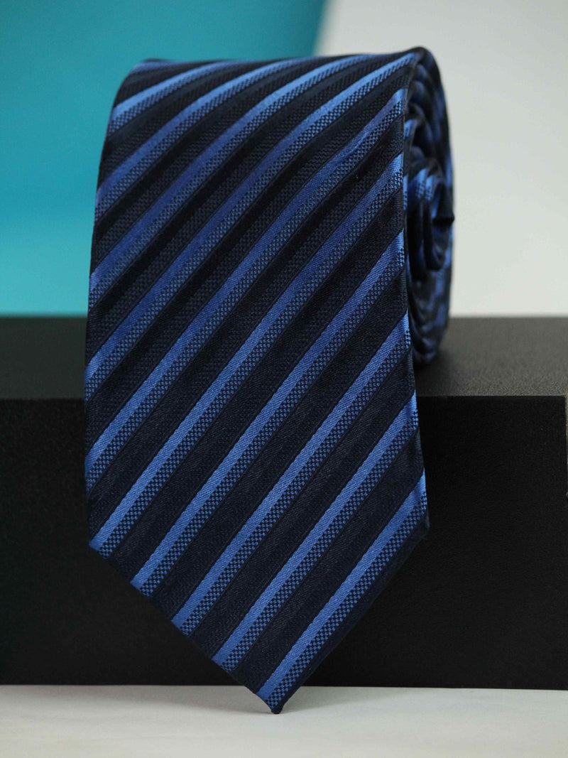 Blue Stripe Woven Silk Necktie - TOSSIDO
