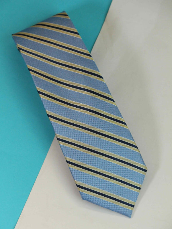 Blue Stripe Woven Silk Necktie - TOSSIDO