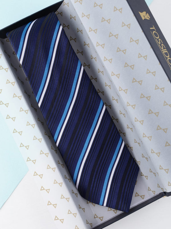 Blue Striped Broad Necktie - TOSSIDO