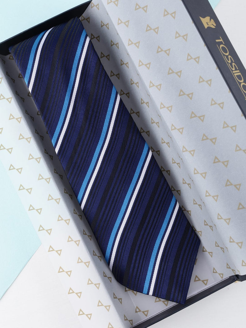 Blue Striped Broad Necktie - TOSSIDO