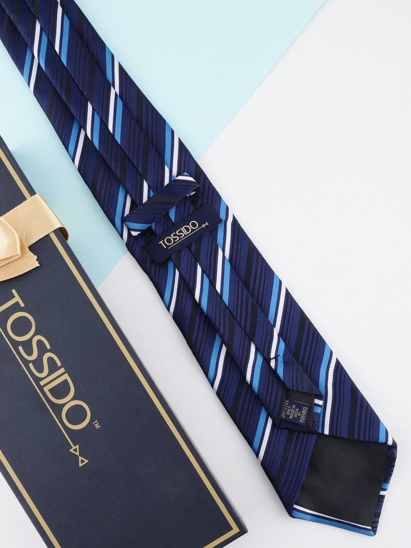 Blue Striped Broad Necktie - TOSSIDO