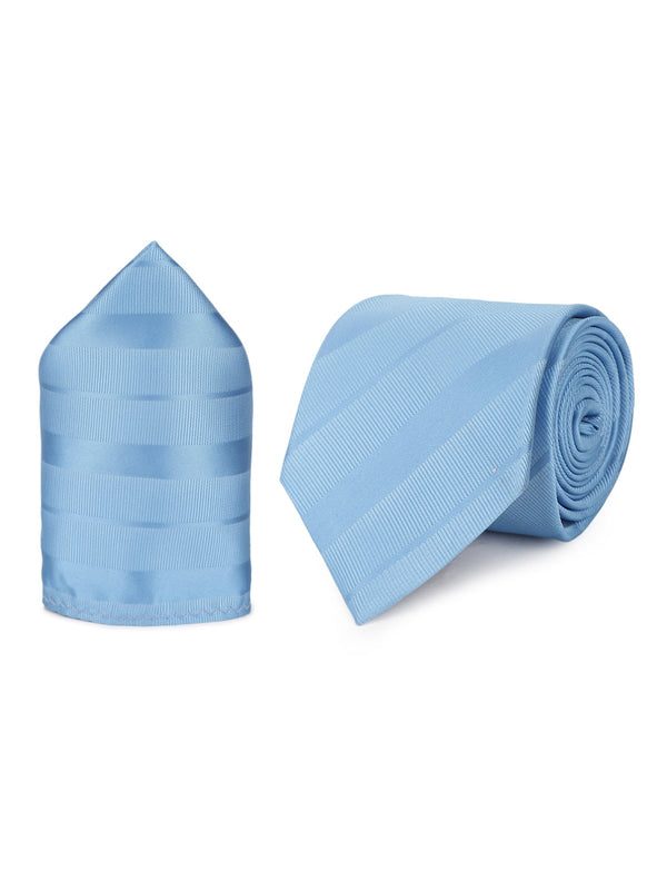 Blue Striped Necktie & Pocket Square Giftset - TOSSIDO