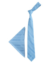 Blue Striped Necktie & Pocket Square Giftset - TOSSIDO