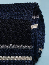 Blue Stripes Knitted Silk Necktie - TOSSIDO