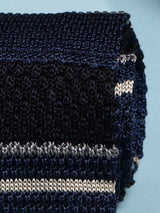 Blue Stripes Knitted Silk Necktie - TOSSIDO