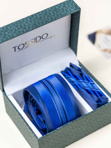 Blue Stripes Necktie Gift - set - TOSSIDO