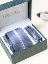 Blue Stripes Necktie Gift - set - TOSSIDO