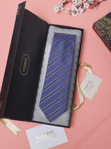 Blue Stripes Teflon Silk Necktie - TOSSIDO