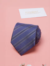 Blue Stripes Teflon Silk Necktie - TOSSIDO