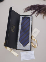Blue Stripes Teflon Silk Necktie - TOSSIDO