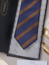 Blue Stripes Teflon Silk Necktie - TOSSIDO