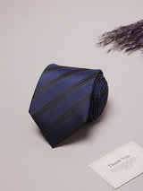 Blue Stripes Teflon Silk Necktie - TOSSIDO