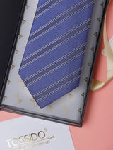 Blue Stripes Teflon Silk Necktie - TOSSIDO