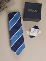 Blue Stripes Woven Necktie - TOSSIDO