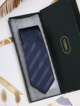 Blue Stripes Woven Silk Necktie - TOSSIDO