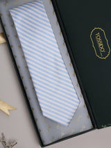 Blue Stripes Woven Silk Necktie - TOSSIDO