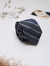 Blue Stripes Woven Silk Necktie - TOSSIDO