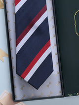 Blue Stripes Woven Silk Necktie - TOSSIDO