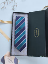 Blue Stripes Woven Silk Necktie - TOSSIDO