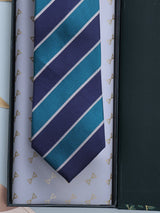 Blue Stripes Woven Silk Necktie - TOSSIDO