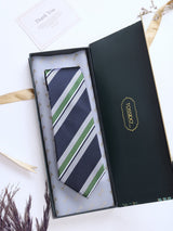 Blue Stripes Woven Silk Necktie - TOSSIDO