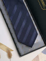 Blue Stripes Woven Silk Necktie - TOSSIDO