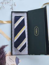 Blue Stripes Woven Silk Necktie - TOSSIDO