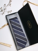 Blue Stripes Woven Silk Necktie - TOSSIDO