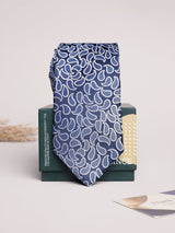 Blue & White Paisley Skinny Necktie - TOSSIDO