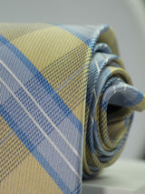 Blue & Yellow Check Woven Silk Necktie - TOSSIDO