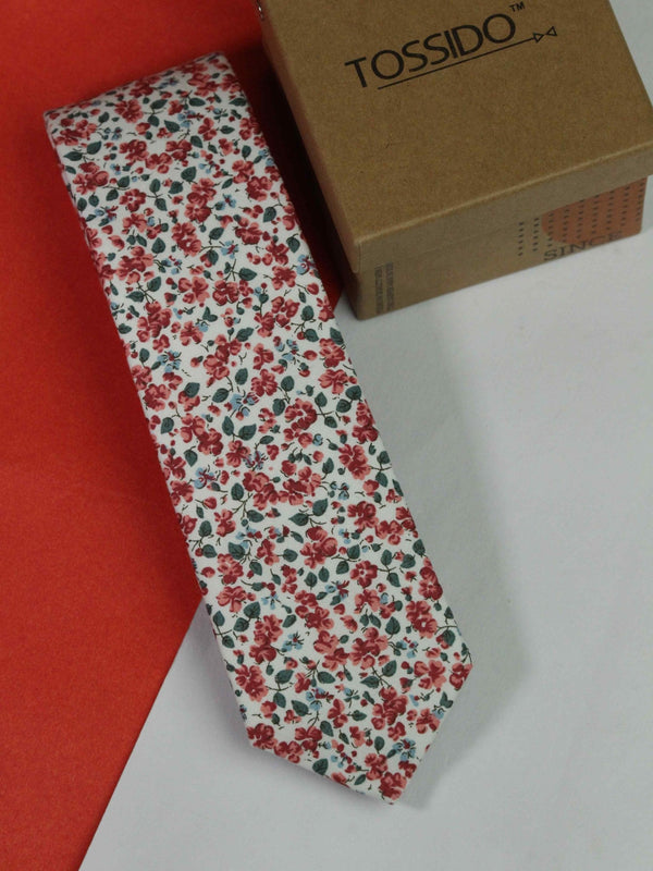 Blushing Red Skinny Necktie - TOSSIDO
