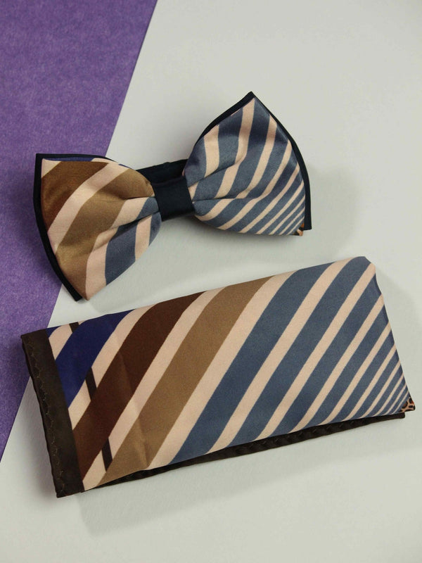 Bold Stripe Bowtie & Pocket Square Set - TOSSIDO