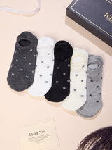 Bow Print No-Show Socks – Pack of 5 - TOSSIDO