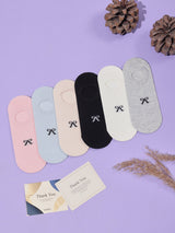 Bow Print No-Show Socks – Pack of 6 - TOSSIDO