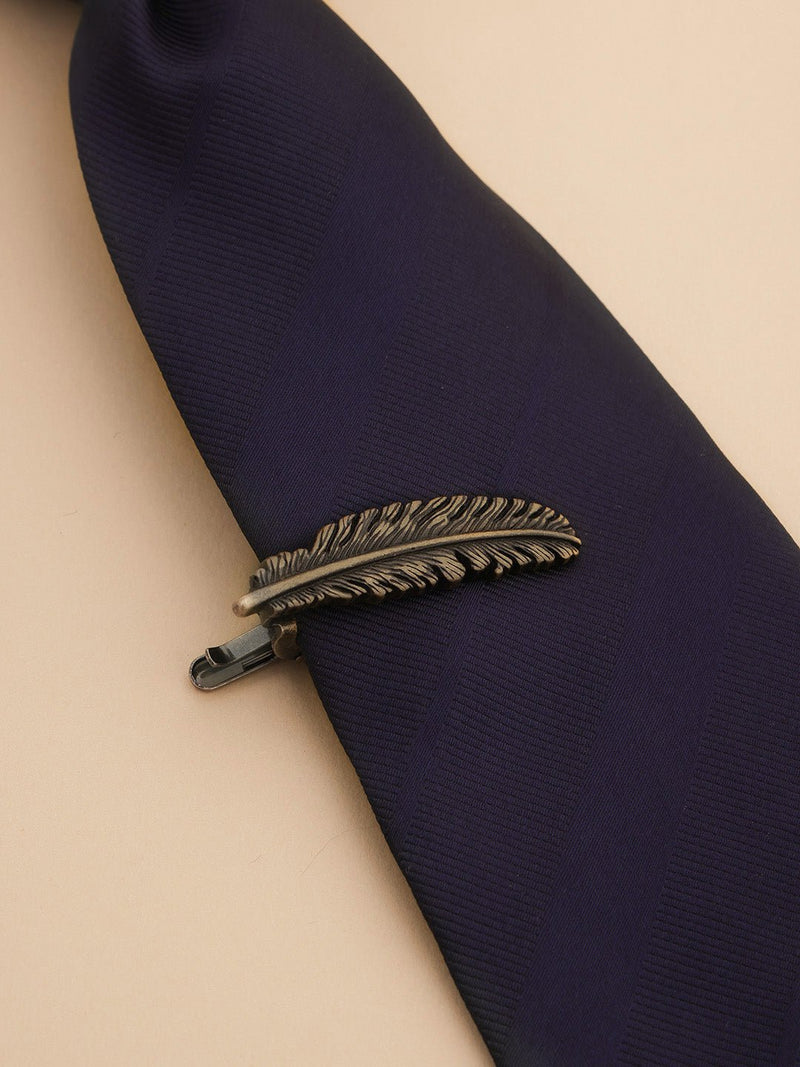 Bronze & Black Feather Tie bar - TOSSIDO