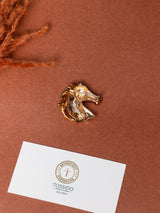 Bronze & Green Horse Head Brooch