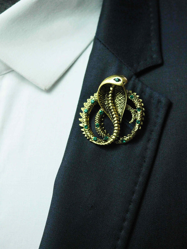 Bronze Metal Snake Brooch - TOSSIDO