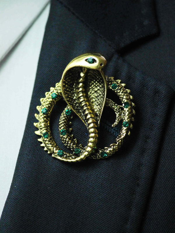 Bronze Metal Snake Brooch - TOSSIDO