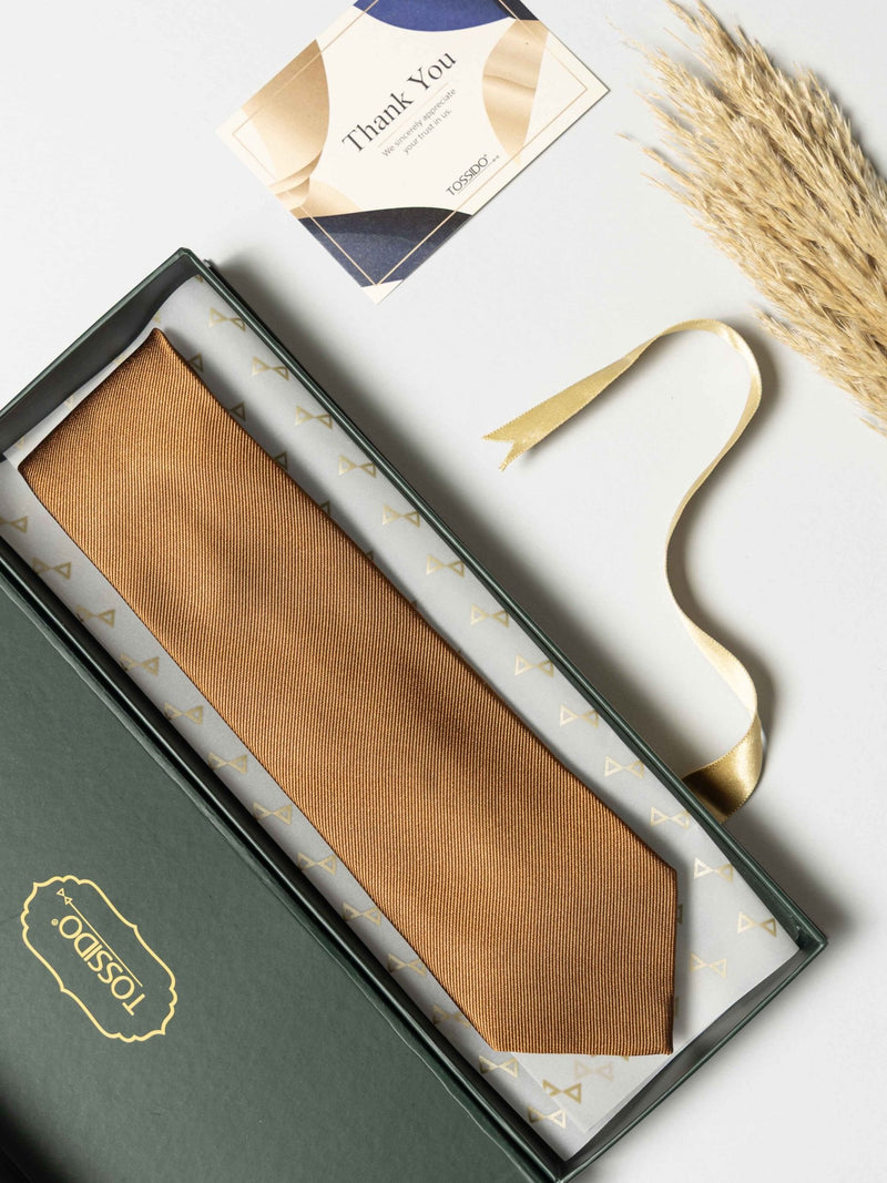 Bronze Pure Silk Necktie (Teflon Coated) - TOSSIDO
