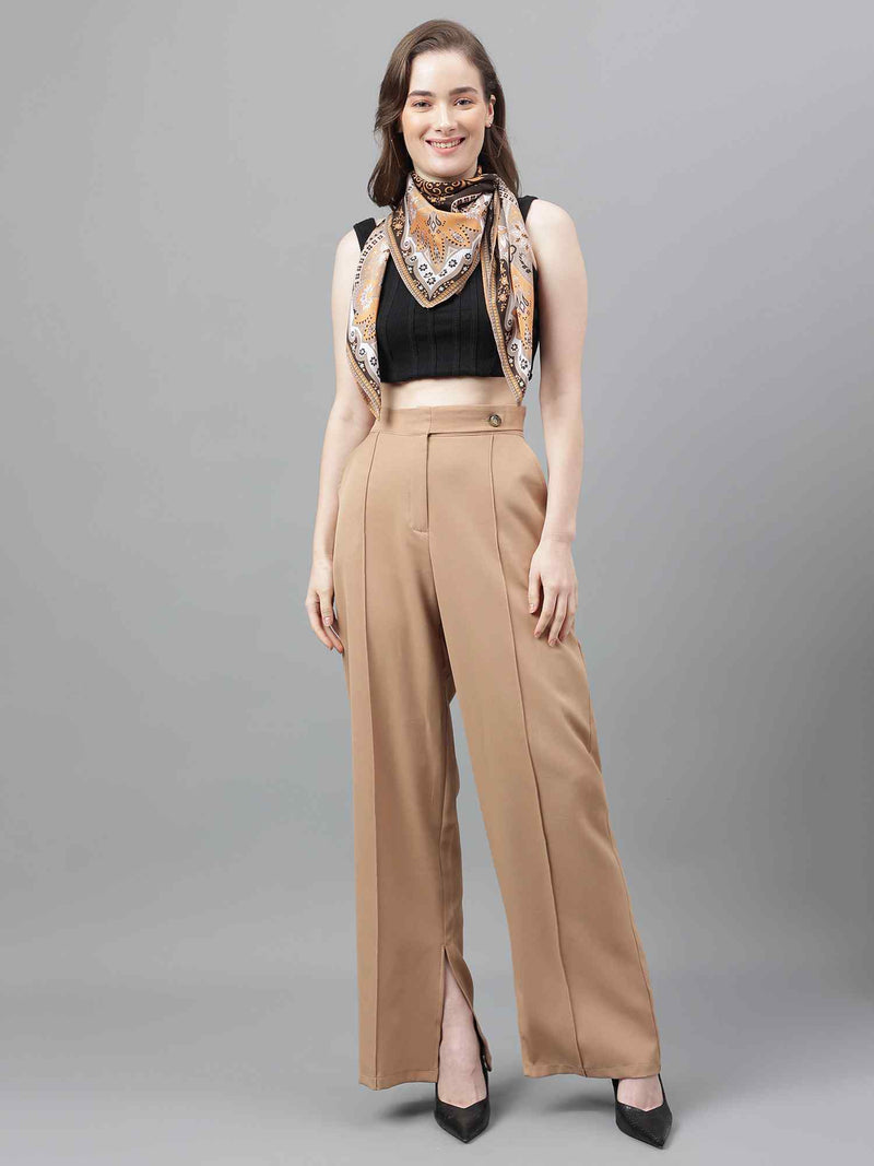 Brown & Beige Floral Scarf & Scarf Bag Set - TOSSIDO