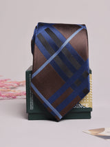 Brown & Blue Check Necktie - TOSSIDO