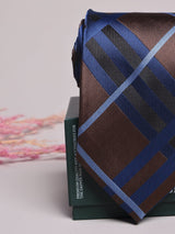 Brown & Blue Check Necktie - TOSSIDO