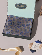 Brown & Blue Paisley Performance Silk™ Pocket Square - TOSSIDO